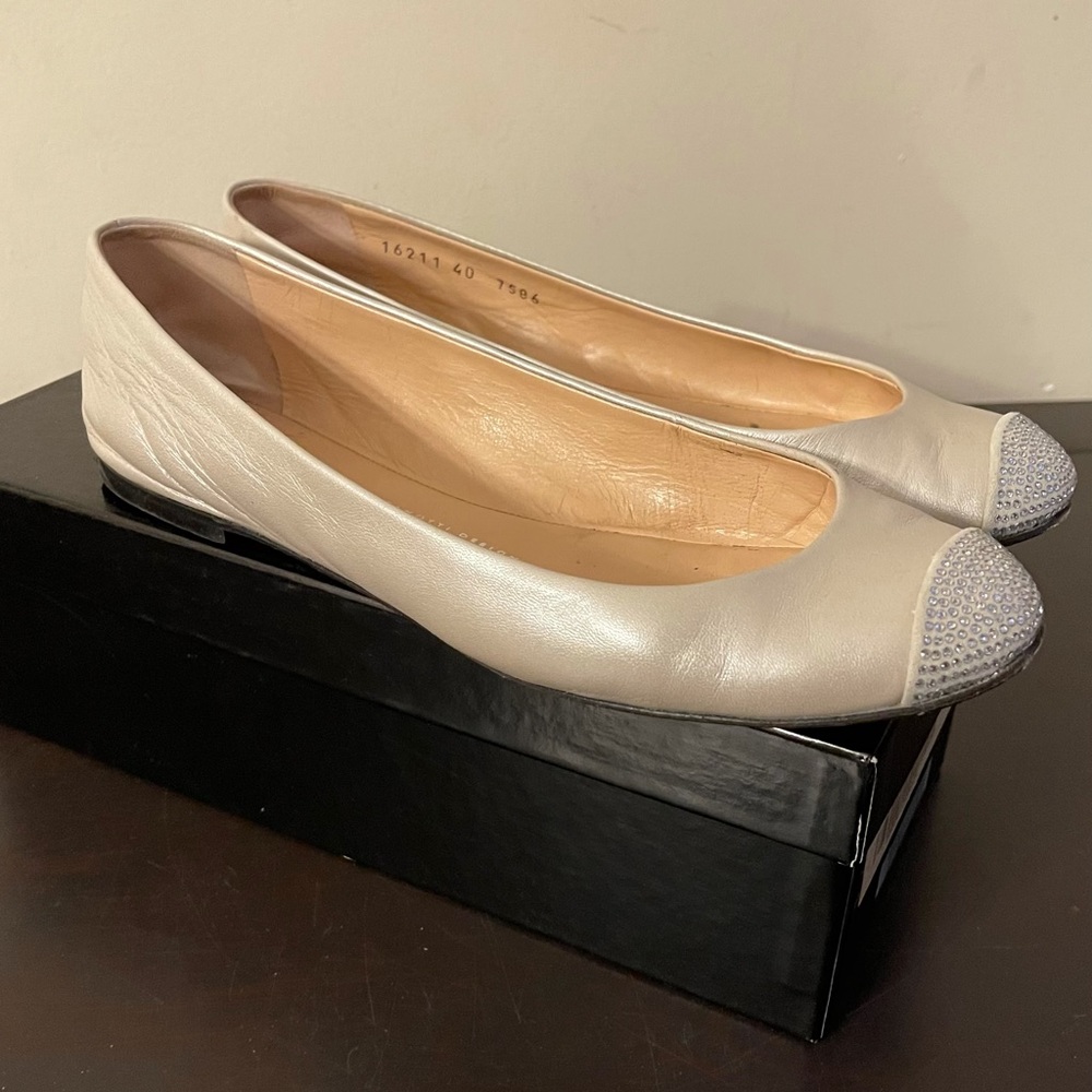 Giuseppe Zanotti Swarovski Leather Ballet Flats
